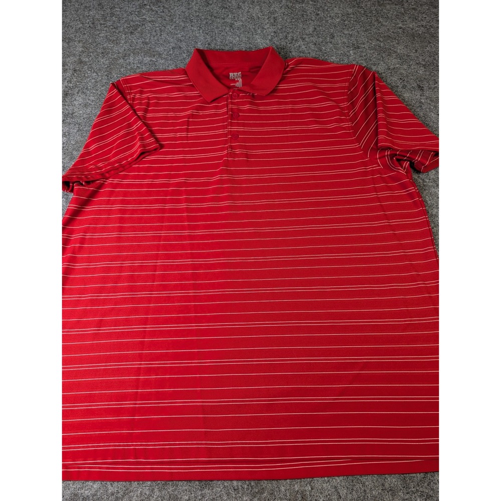 Old Navy Rec Tech Mens XXL Red Striped Performance Polo Shirt Short Slv Golf EUC